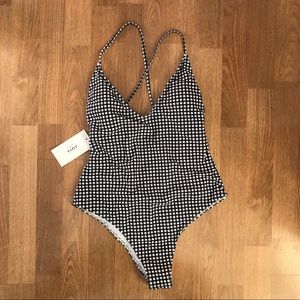 Zaful Gingham Strappy Back One Piece
